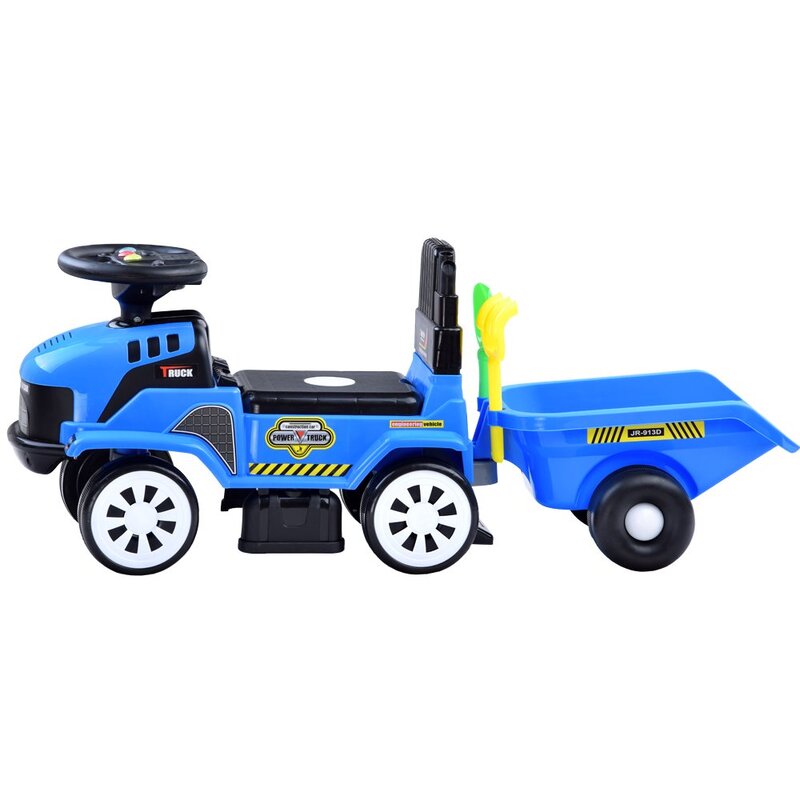Laste traktor koos haagisega, sinine