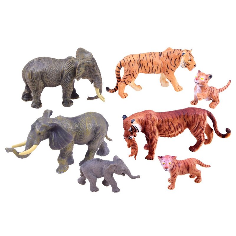 Safari loomafiguuride komplekt, elevant tiigrid