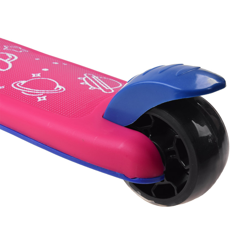 Kolmerattaline tasakaalustusroller valgustatud ratastega, roosa