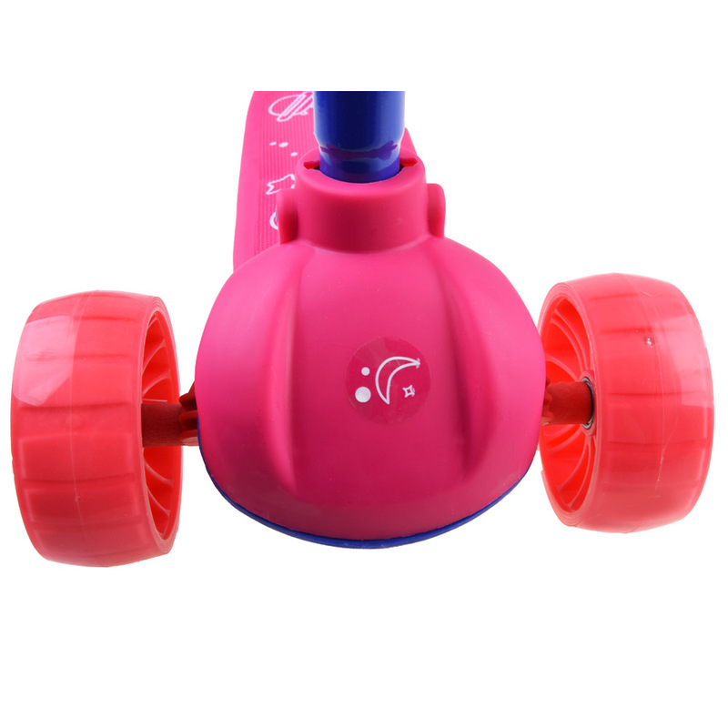 Kolmerattaline tasakaalustusroller valgustatud ratastega, roosa