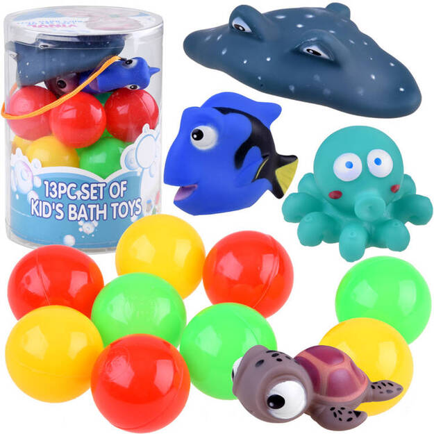 Värviline vanni mänguasjakomplekt, mere loomad