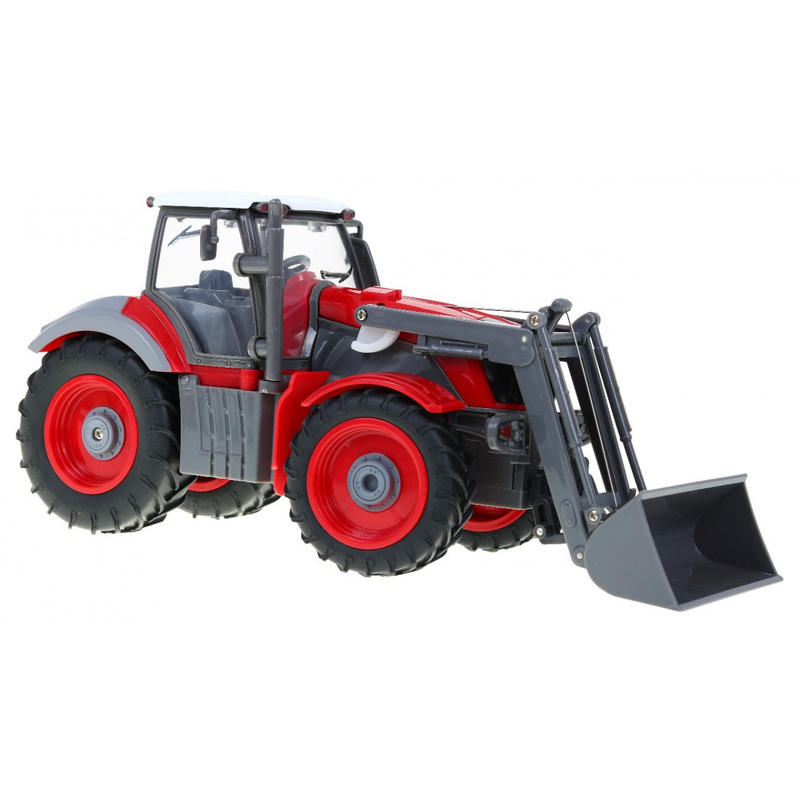 Kaugjuhitav traktor koos haagisega, punane
