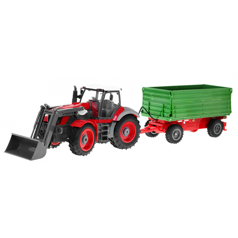 Kaugjuhitav traktor koos haagisega, roheline