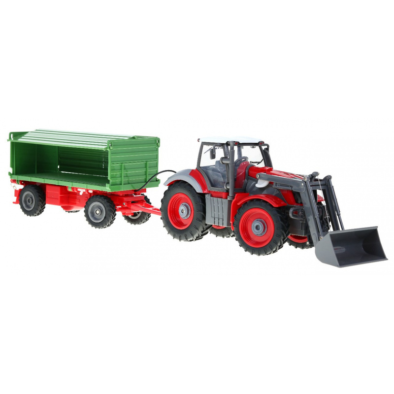 Kaugjuhitav traktor koos haagisega, roheline