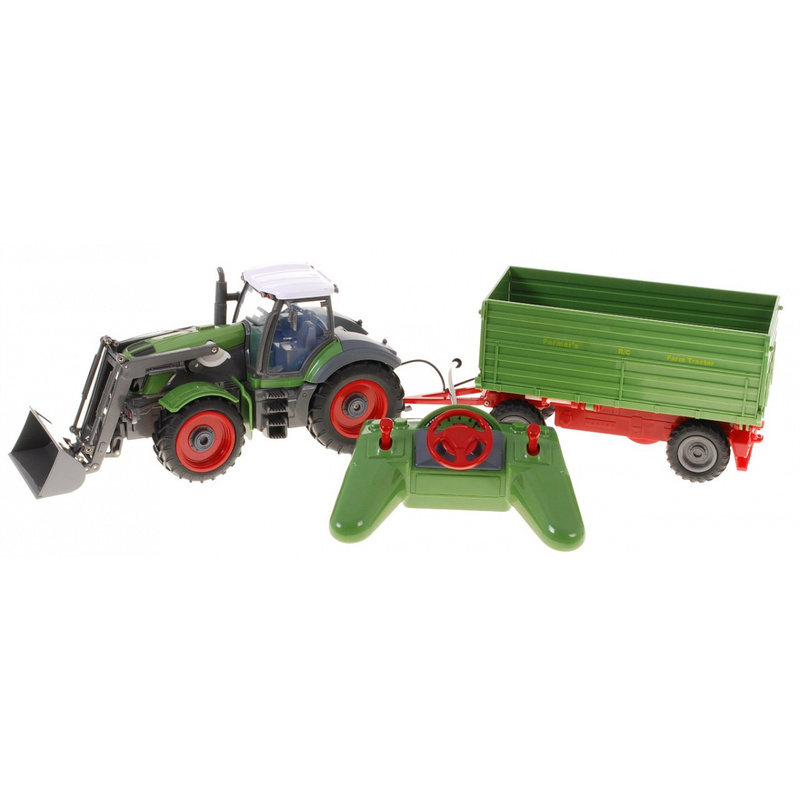 Kaugjuhitav traktor koos haagisega 1:28, roheline