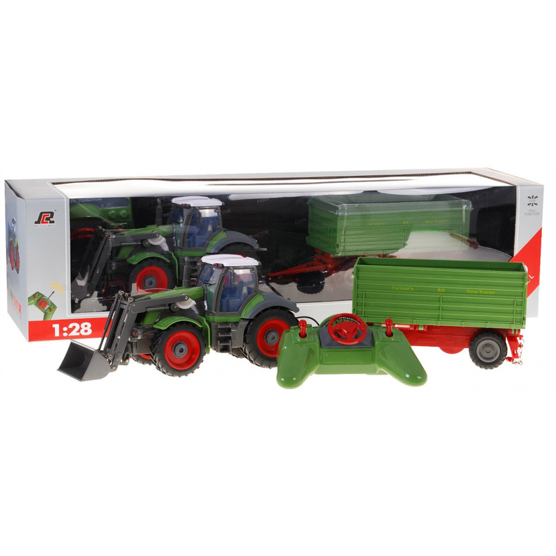 Kaugjuhitav traktor koos haagisega 1:28, roheline