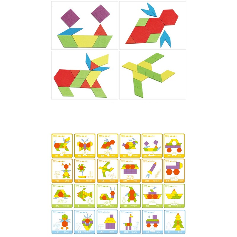 Puidust pusle Pattern Blocks 130 detaili