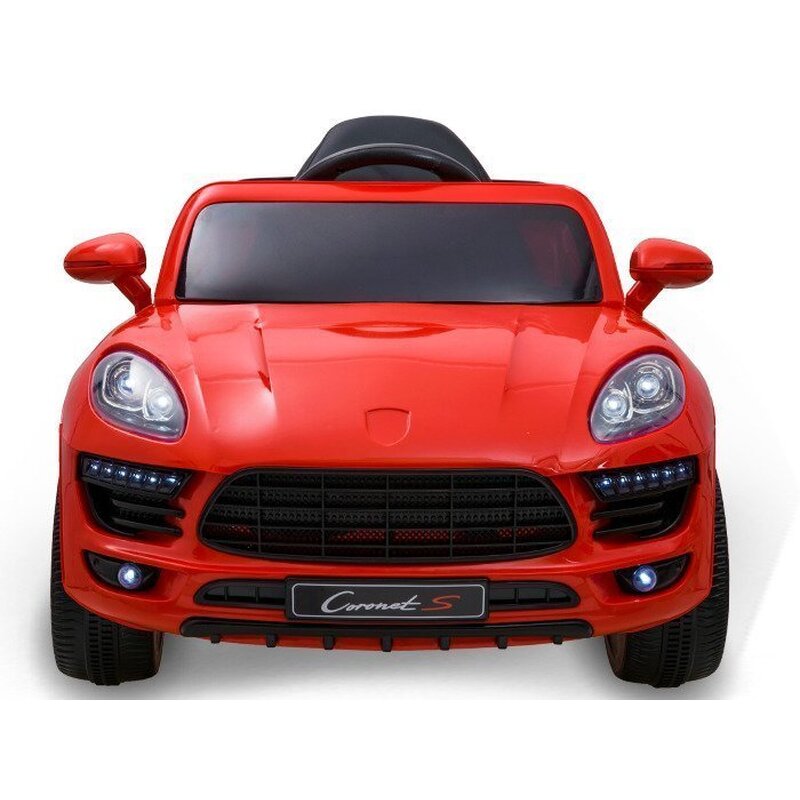 Laste ühekohaline elektriauto "Porsche" nahkistmega, punane