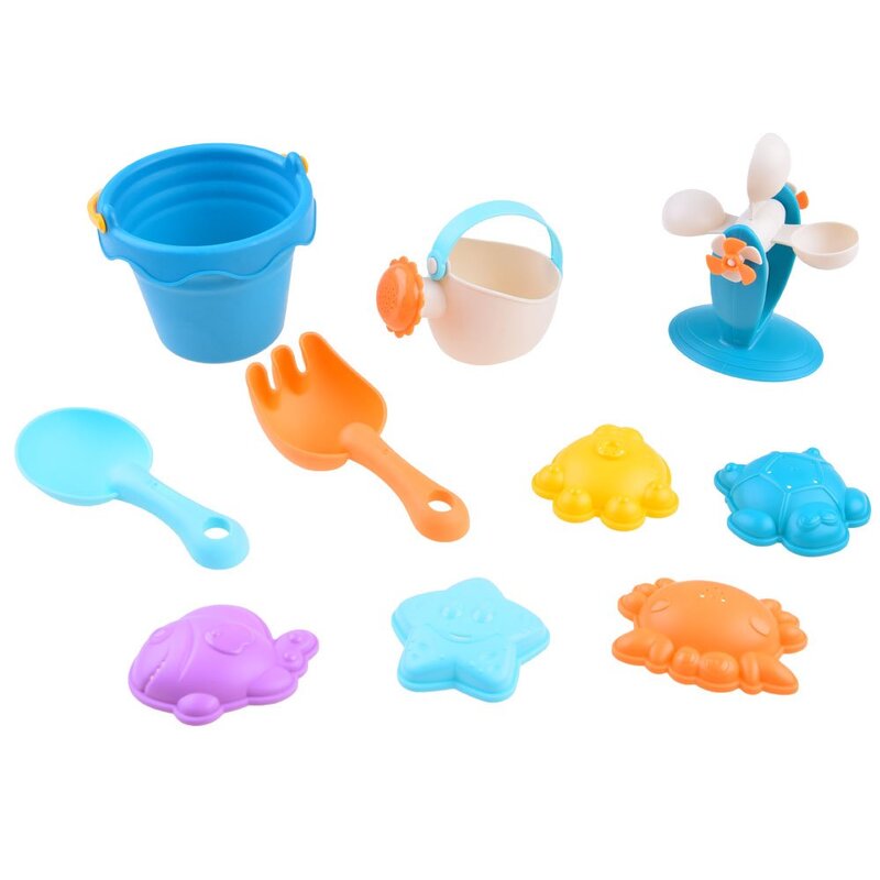 Vee ja liiva mänguasjade komplekt koos veskiga
