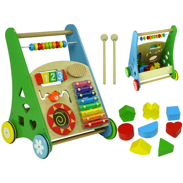 Värviline puidust mänguasi - käimistugi figuuridega