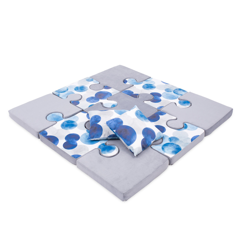 Pehme pehmete padjadega puzzle matt, 150x150x8, sinine