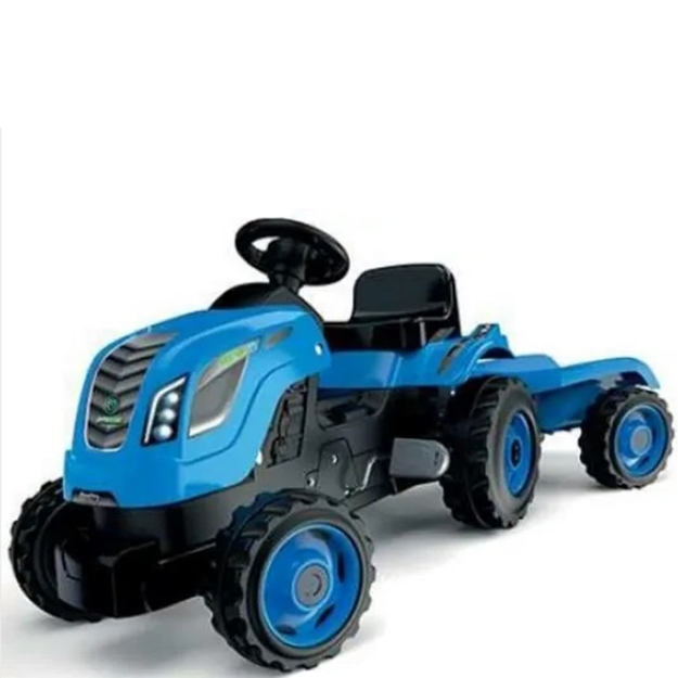 Suur miniatuurne traktor koos haagisega -Smoby, sinine
