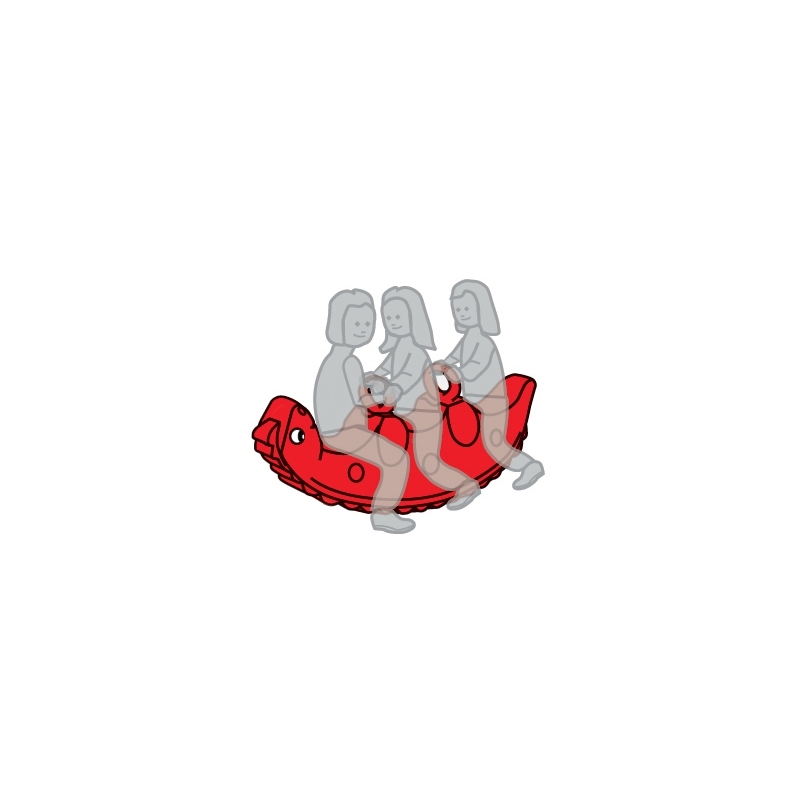 Kolmekordne kiik - Dinosaurus, punane