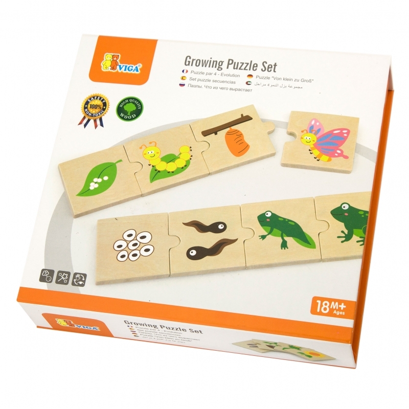 Viga Toys puidust puzzle, loomad ja taimed