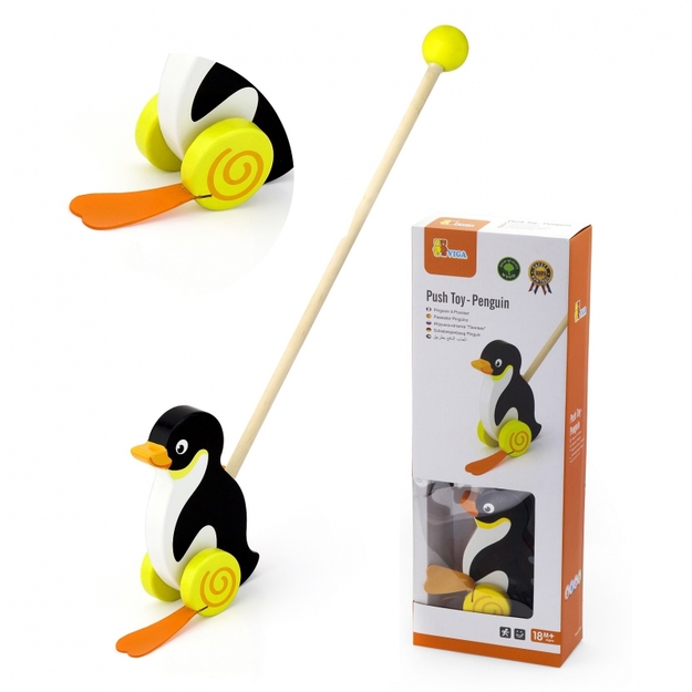 Puidust tõukemänguasja - pingviin