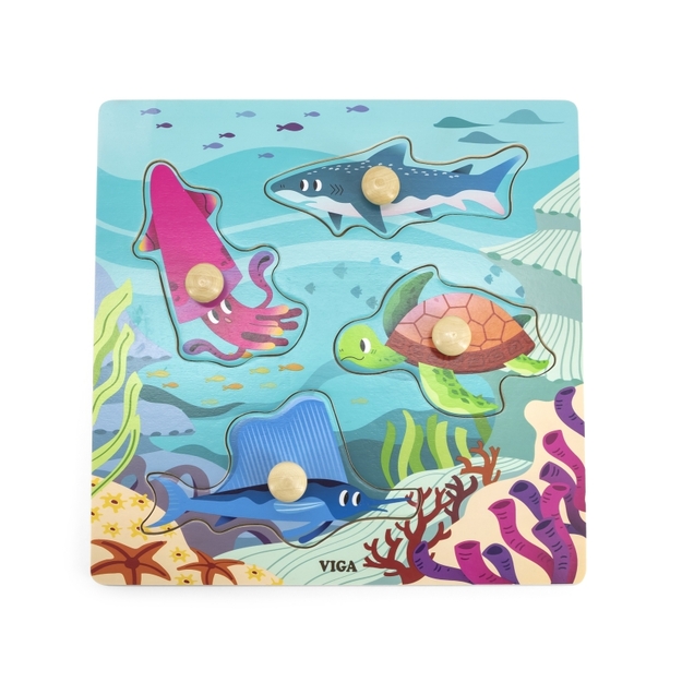 VIGA Puidust puzzle - mereloomad näppudega