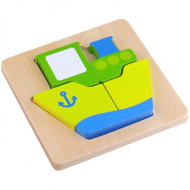 Tooky Toy Mini puidust puzzle, laev