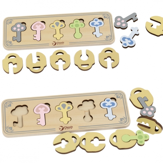 CLASSIC WORLD Montessori puust puzzle - võtmed ja lukud