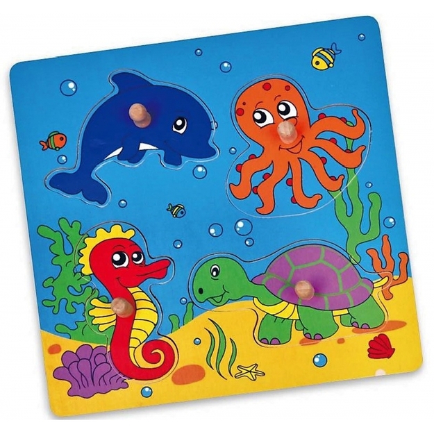 Viga Toys puidust puzzle, ookeaniloomad