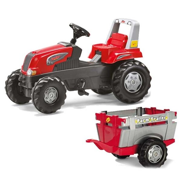 Rolly Toys traktor koos haagisega, punane