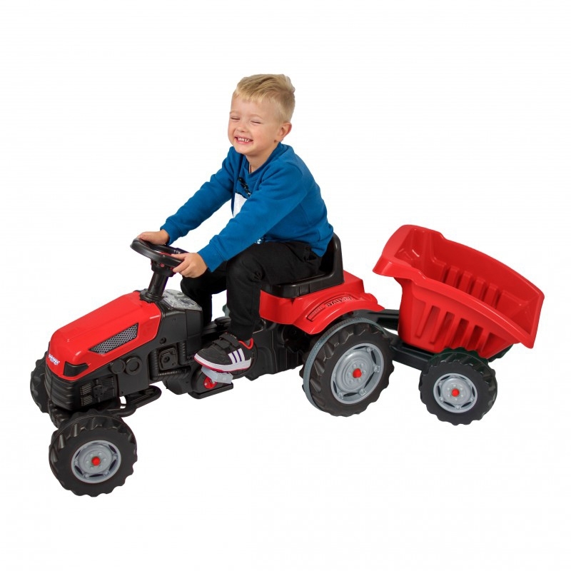 Minam traktor koos haagisega, punane