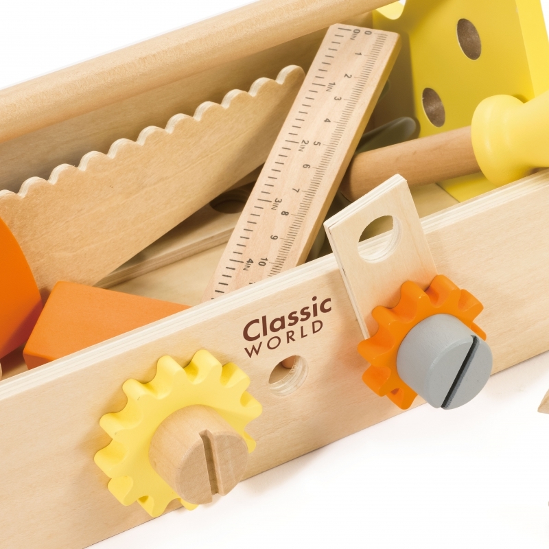 CLASSIC WORLD puidust tööriistakomplekt karbis