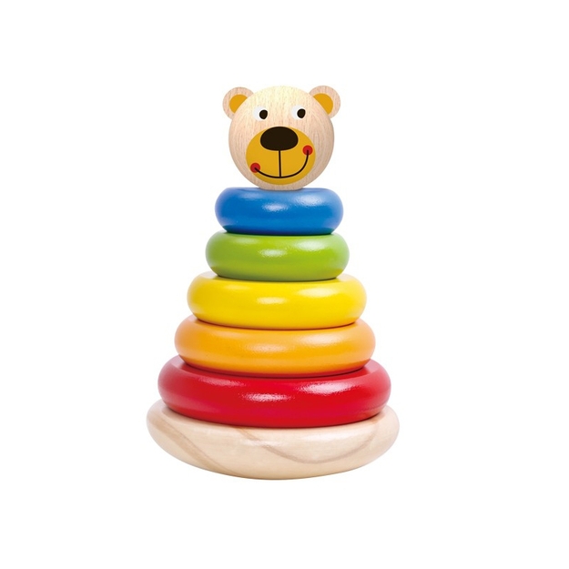 Värviline puidust püramiid - Teddy Bear