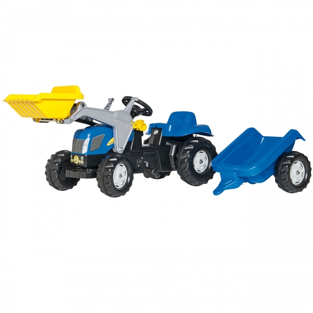 Rolly Toys Kid New Holland traktor koos koppide ja haagisega, sinine