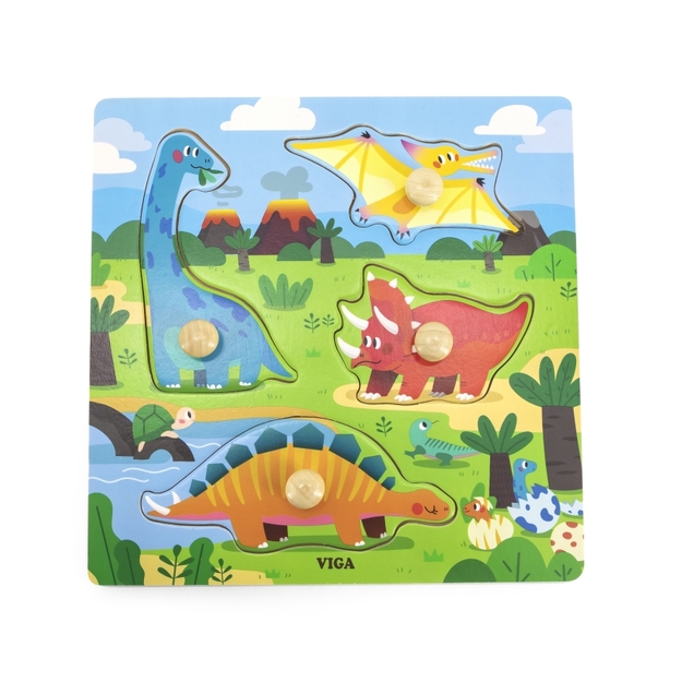 VIGA puust puzzle - dinosaurused koos nõeltega