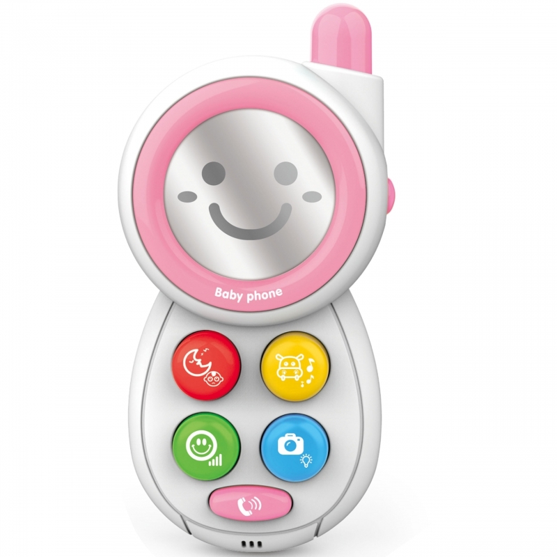 Interaktiivne mobiiltelefon koos helidega, roosa