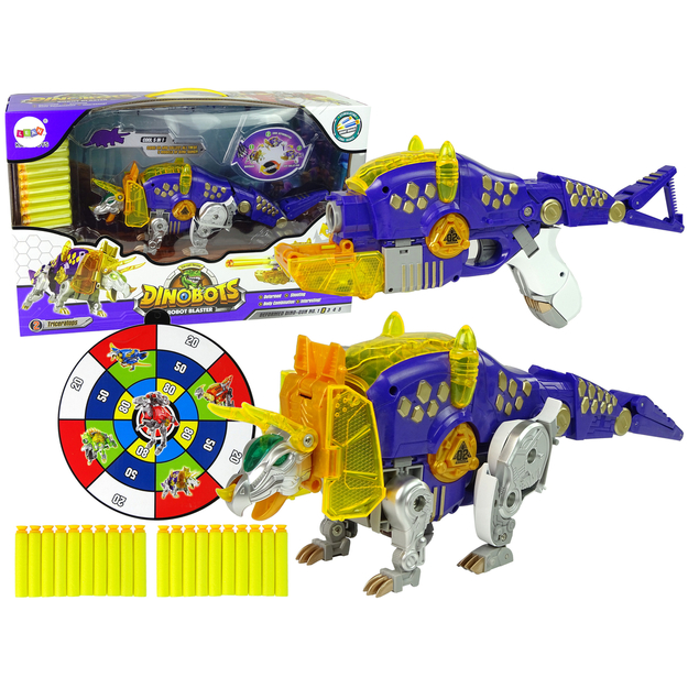 Mängupüss koos sihtmärgi ja padrunitega - Dinobots, lilla