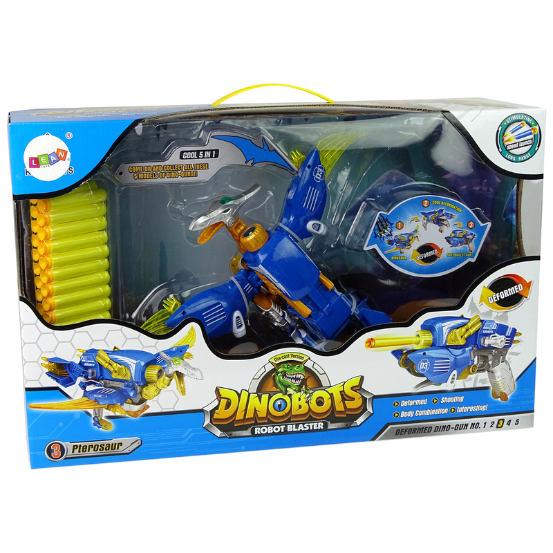 Mängupüss koos sihtmärgi ja padrunitega - Dinobots, sinine