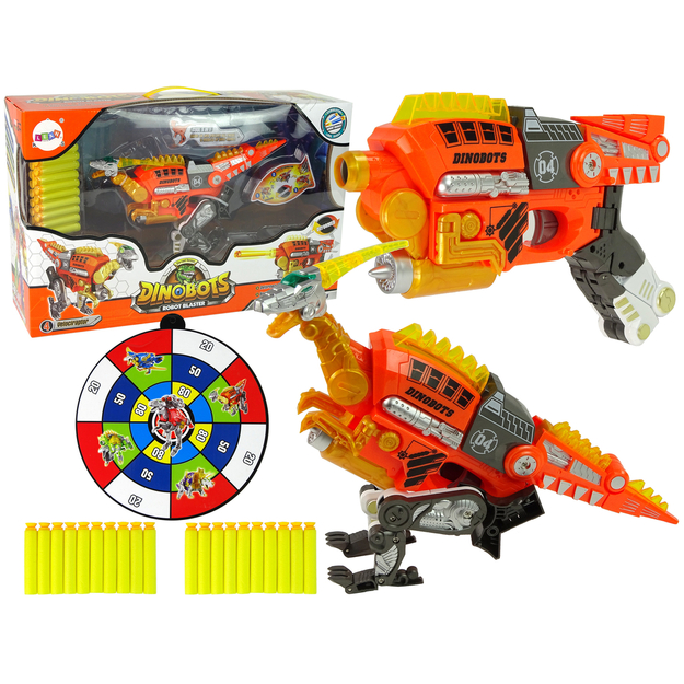 Mängupüss koos sihtmärgi ja padrunitega - Dinobots, oranž