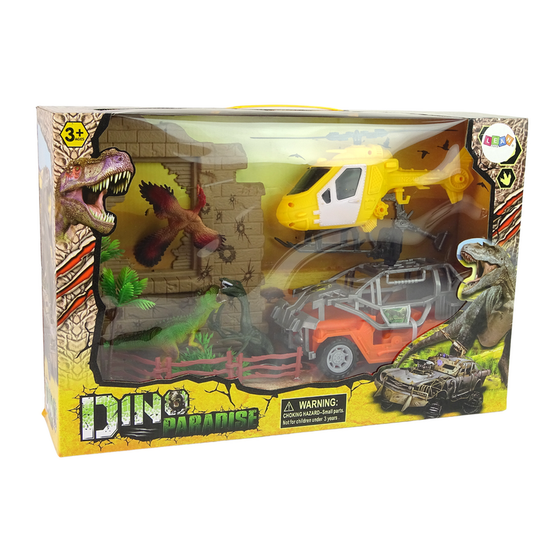 Dinosauruse park suur komplekt koos auto ja helikopteriga
