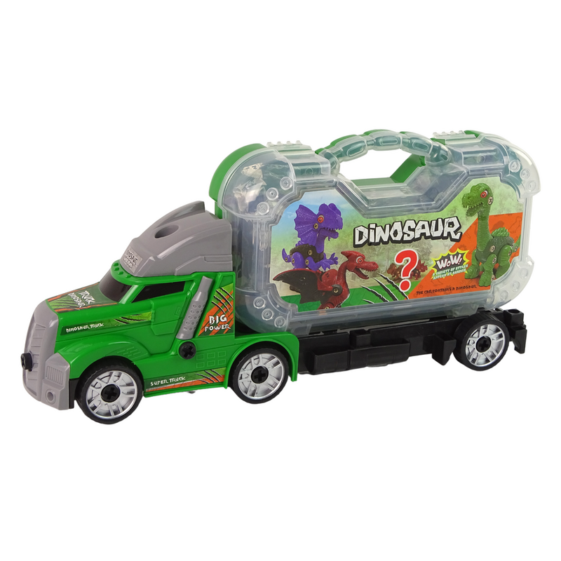 Dinosauruse ja kruvikeerajaga veoauto