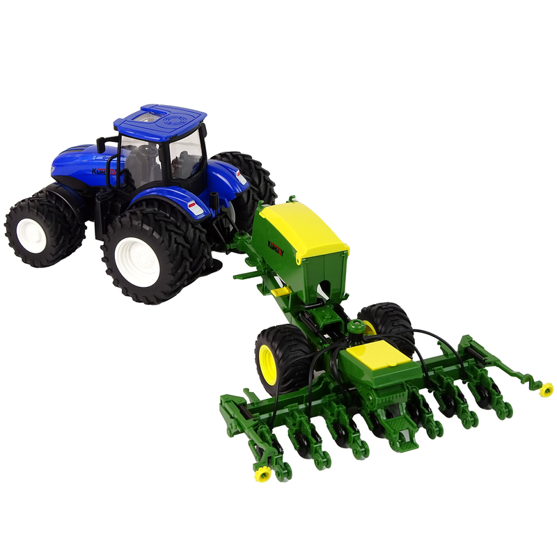 Kaugjuhitav traktor koos lisaseadmetega, 1:24, sinine
