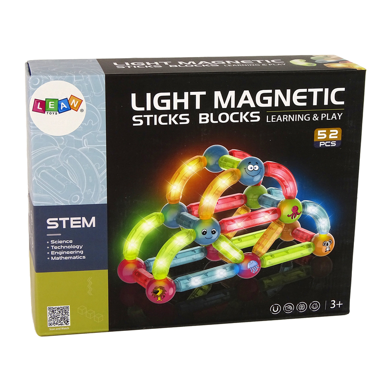 LIGHT MAGNETIC STICKS harivate magnetklotside komplekt, 52 el.