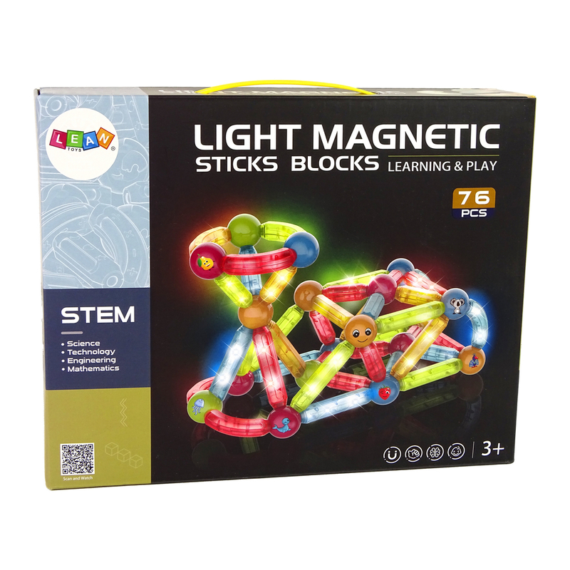 LIGHT MAGNETIC STICKS harivate magnetklotside komplekt, 76 el.