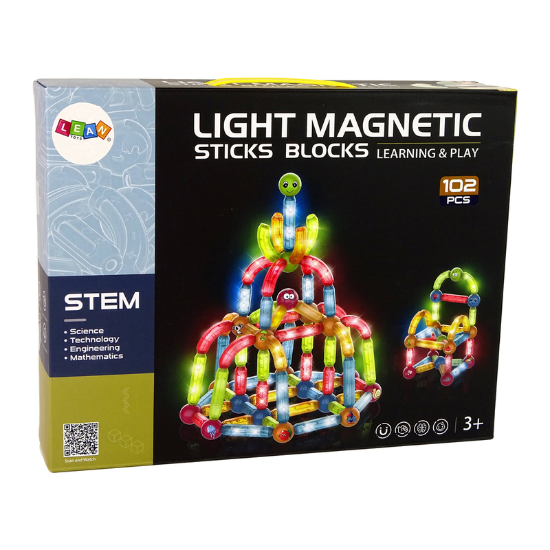 LIGHT MAGNETIC STICKS harivate magnetklotside komplekt, 102 el.