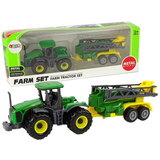 Traktor koos pritsiga, roheline