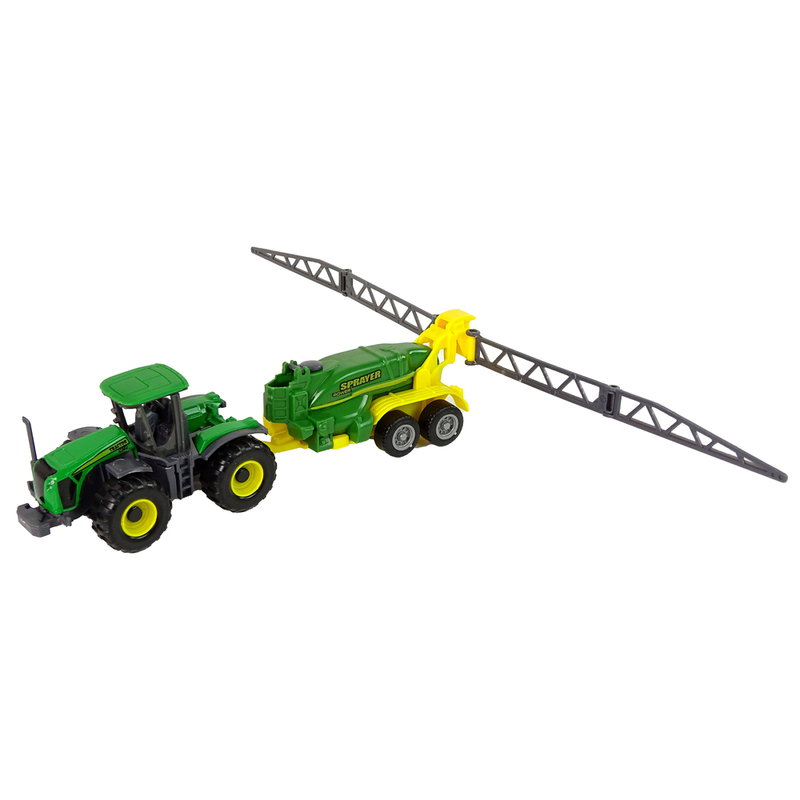 Traktor koos pritsiga, roheline