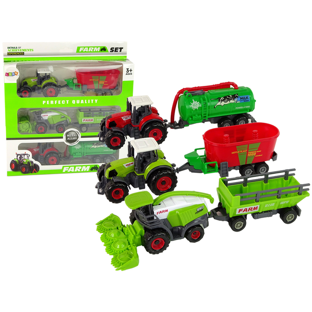 Traktori ja kombaini komplekt, roheline/punane