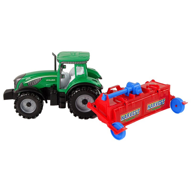 Lahutatava katuse ja künaga traktor, roheline