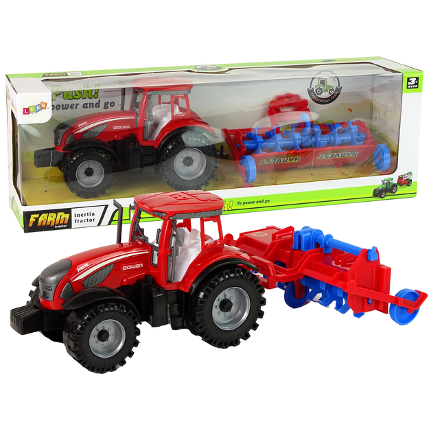 Punane traktori künnisvõlli ajamiga traktoritraktor