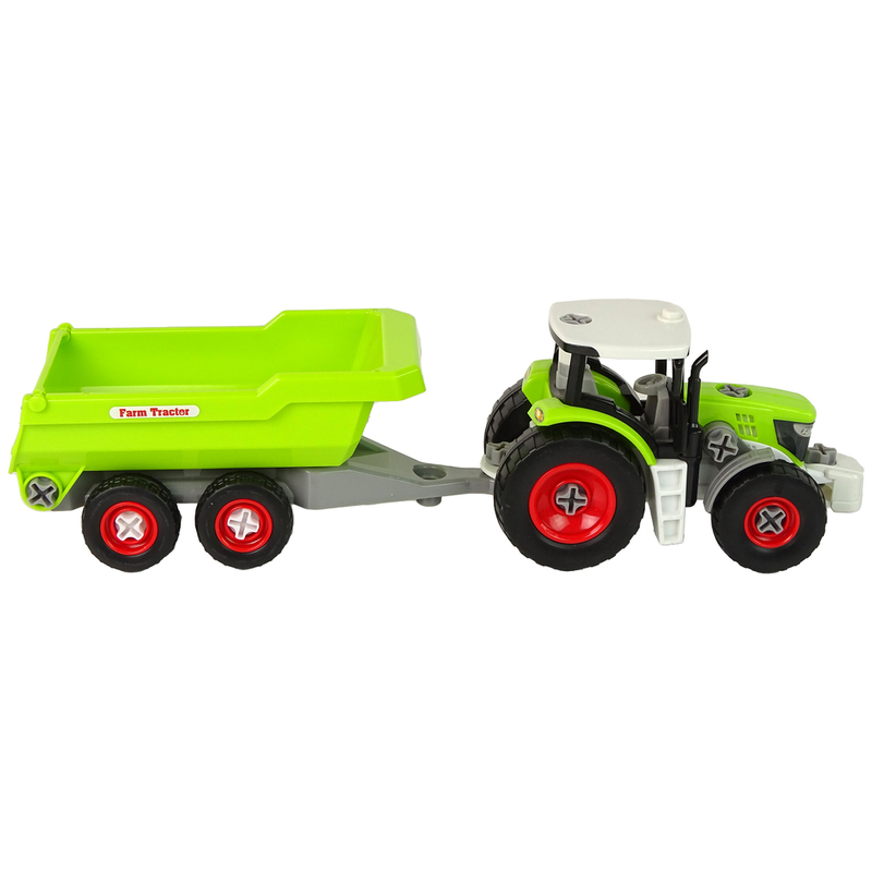 Traktor pööratava haagisega, roheline