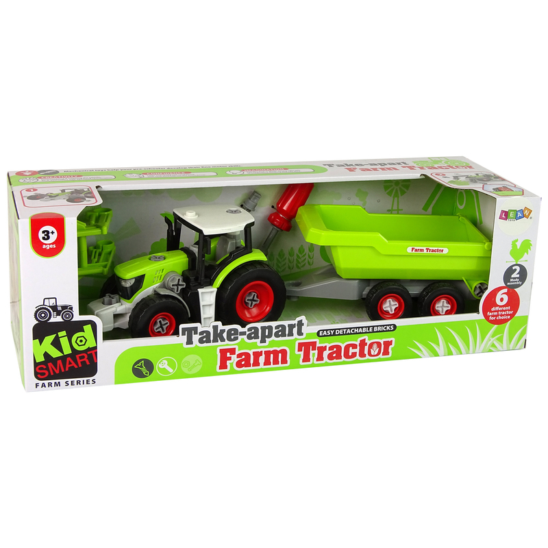 Traktor pööratava haagisega, roheline