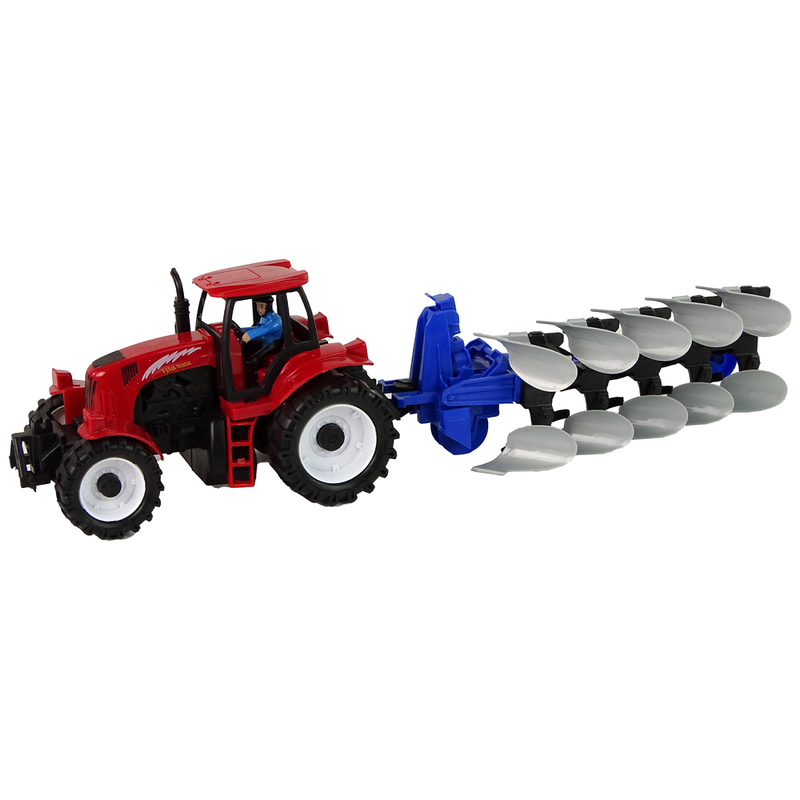 Traktor koos künaga, punane/sinine