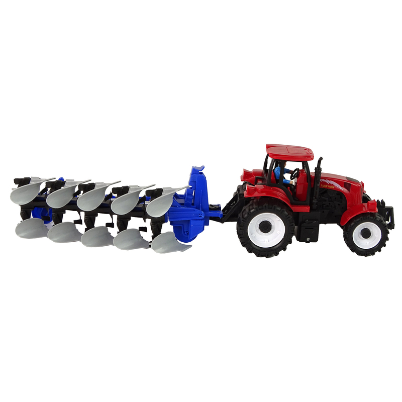 Traktor koos künaga, punane/sinine