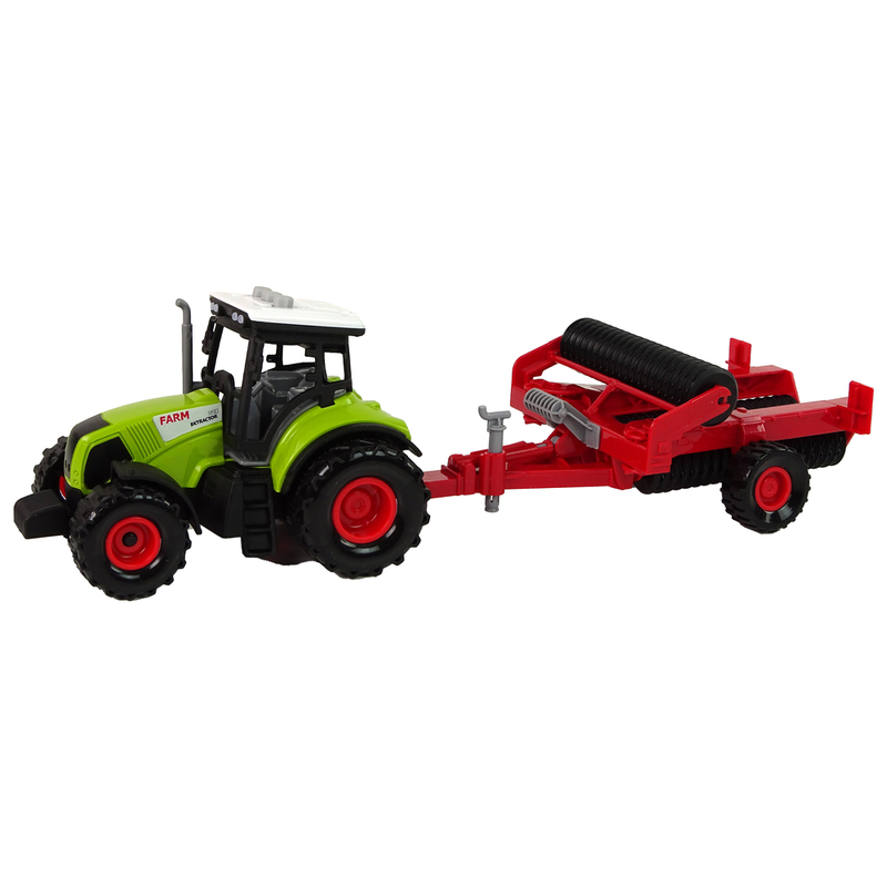 Punase haagisega laste traktor