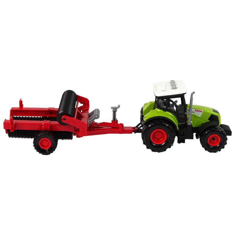 Punase haagisega laste traktor